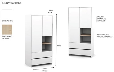 Chambres complètes-Combinaison de chambre d'enfant Kiddy blanc-Vipack-mailleux-15