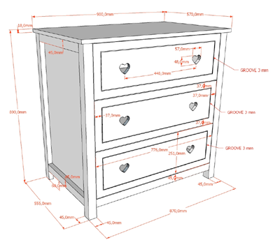 Commode-AMORI COMMODE 3 TIROIRS BLANC-Vipack-mailleux-2