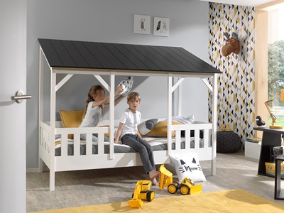 Lit enfant-HOUSEBED LIT CABANE (03) 90 x 200 cm TOIT NOIR-Vipack-mailleux-3