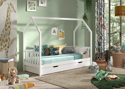 Chambres complètes-Combinaison de chambre d'enfant Cabane blanc-Vipack-mailleux-5