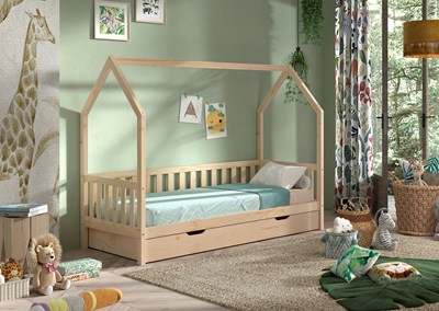 Chambres complètes-Combinaison de chambre d'enfant Cabane couleur naturel-Vipack-mailleux-1
