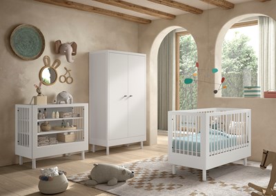 Chambres complètes-Combinaison de chambre d'enfant Forrest Beech 4-hêtre laqué blanc-Vipack-maill-1