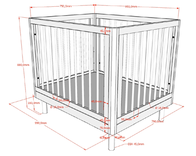 Parc bébé-FORREST PARC BÉBÉ 95 x 75 cm HÊTRE BLANC-Vipack-mailleux-2
