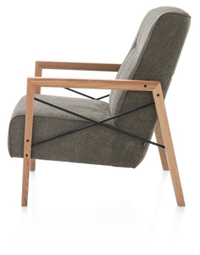 Fauteuils cuir-Northon, fauteuil avec accoudoir en bois vintage clay  white  black-Henders & Haze-2