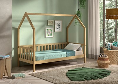 Lit enfant-NATURE LIT AVEC GRILLE 90 x 200 cm CHÊNE-Vipack-mailleux-1