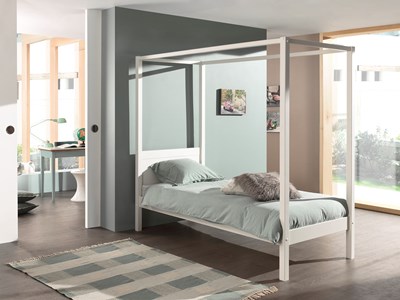 Lit enfant-PINO LIT À BALDAQUIN 90 x 200 cm BLANC-Vipack-mailleux-3