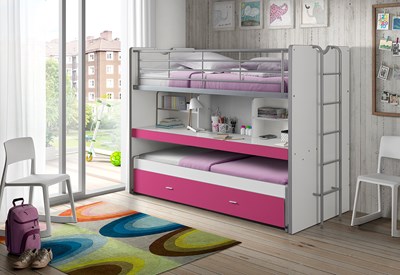 Lit superposé-BONNY LIT SUPERPOSÉ (80) 90 x 200 cm FUCHSIA-Vipack-mailleux-1