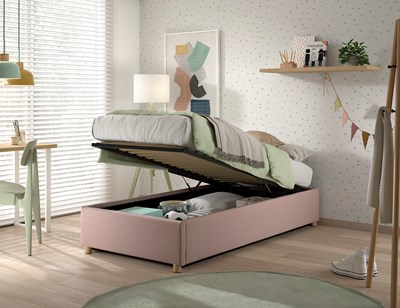 Lit enfant-MOON STORAGE CADRE DE LIT CÔTÉ COURT 90 x 200 cm BOUCLÉ ROSE-Vipack-mailleux-4