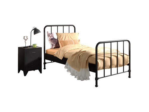Chambres complètes-Combinaison de chambre d'enfant Bronxx noir-Vipack-mailleux-0