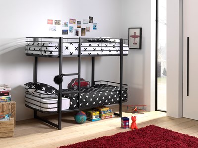 Lit superposé-OSCAR LIT SUPERPOSÉ 90 x 200 cm NOIR-Vipack-mailleux-1