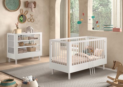 Chambres complètes-Combinaison de chambre d'enfant Forrest Beech 1-hêtre laqué blanc-Vipack-maill-1