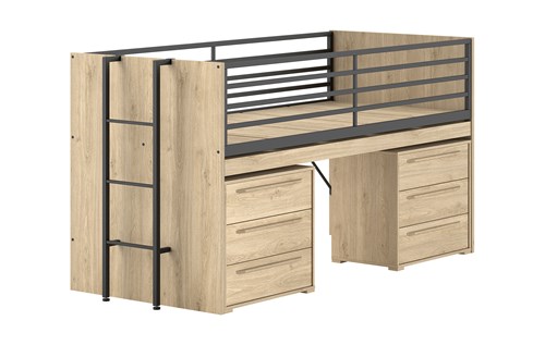 Chambres complètes-Combinaison de chambre d'enfant Sam finition chêne-Vipack-mailleux-0