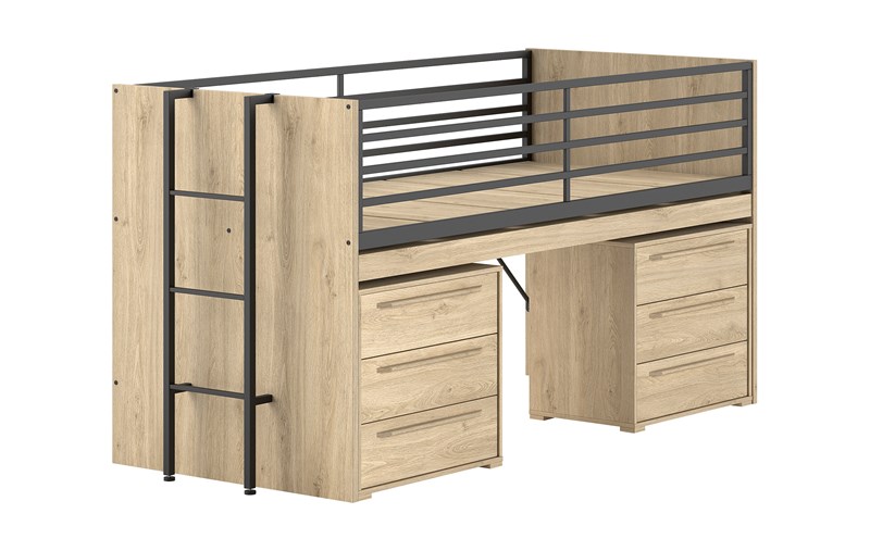 Chambres complètes-Combinaison de chambre d'enfant Sam finition chêne-Vipack-mailleux-0