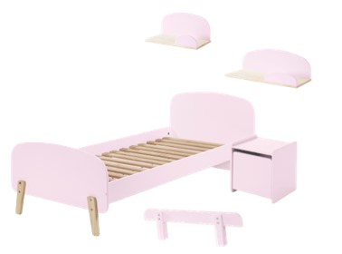 Chambres complètes-Combinaison de chambre d'enfant Kiddy 3-rose-Vipack-mailleux-0