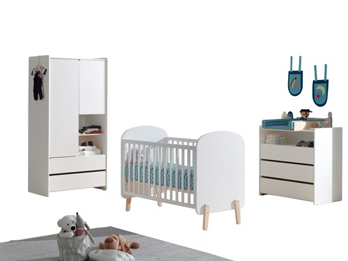 Chambres complètes-Combinaison de chambre d'enfant Kiddy blanc-Vipack-mailleux-0