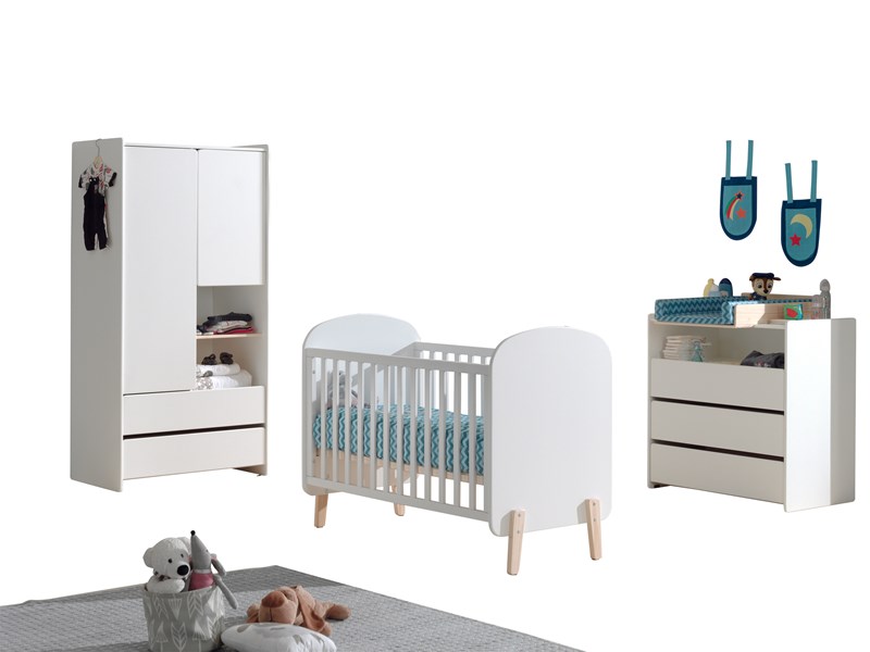 Chambres complètes-Combinaison de chambre d'enfant Kiddy blanc-Vipack-mailleux-0