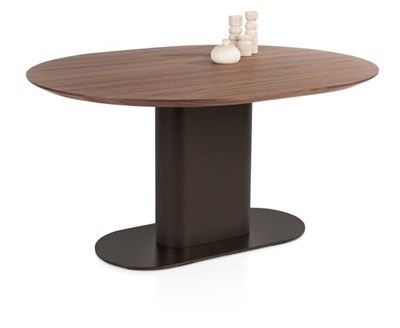 Tables de salle à manger-Brianza, table 150 x 120 cm - placage de noyer - steelbrown-Xooon-maille-4