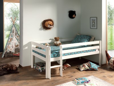 Lit mi-hauteur-PINO LIT MI-HAUTEUR BAS AVEC ÉCHELLE 90 x 200 cm BLANC-Vipack-mailleux-3