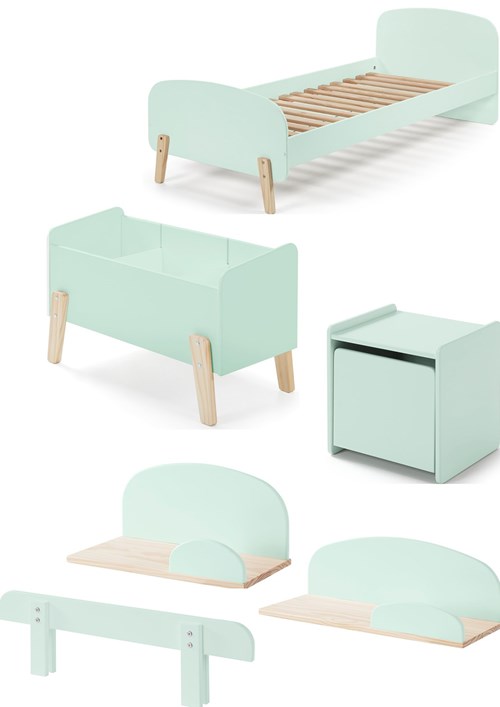 Chambres complètes-Combinaison de chambre d'enfant Kiddy 3-menthe-Vipack-mailleux-0