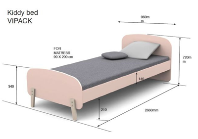 Chambres complètes-Combinaison de chambre d'enfant Kiddy 3-rose-Vipack-mailleux-1