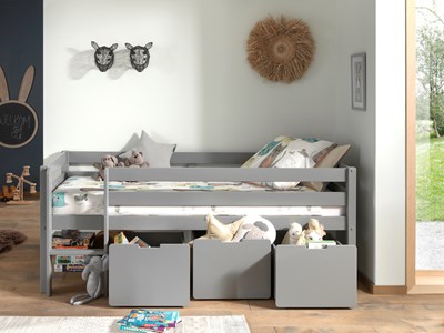 Coffre jouets-PINO ENSEMBLE DE 3 TIROIRS POUR LIT MI-HAUTEUR BAS GRIS-Vipack-mailleux-3