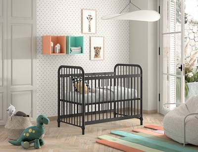 Lit bébé-BRONXX LIT BÉBÉ 60 x 120 cm NOIR-Vipack-mailleux-4