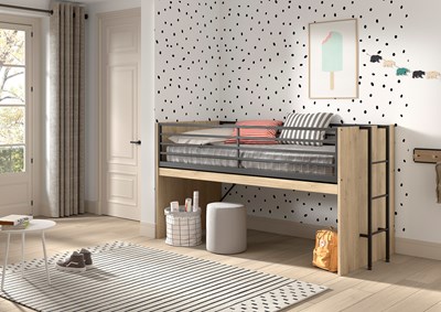 Chambres complètes-Combinaison de chambre d'enfant Sam finition chêne-Vipack-mailleux-6
