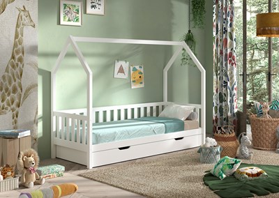 Chambres complètes-Combinaison de chambre d'enfant Cabane blanc-Vipack-mailleux-1