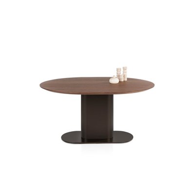 Tables de salle à manger-Brianza, table 150 x 120 cm - placage de noyer - steelbrown-Xooon-maille-3