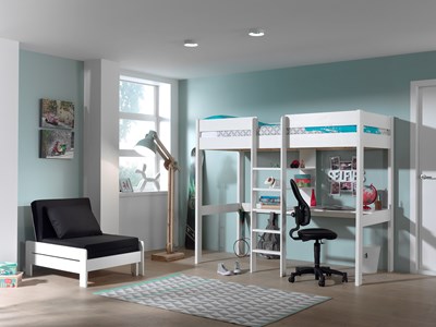 Lit mezzanine-PINO LIT MEZZANINE AVEC FAUTEUIL 90 x 200 cm BLANC-Vipack-mailleux-6