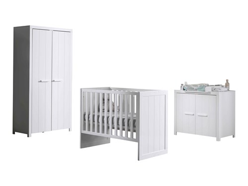 Chambres complètes-Combinaison de chambre d'enfant Erik blanc-Vipack-mailleux-0
