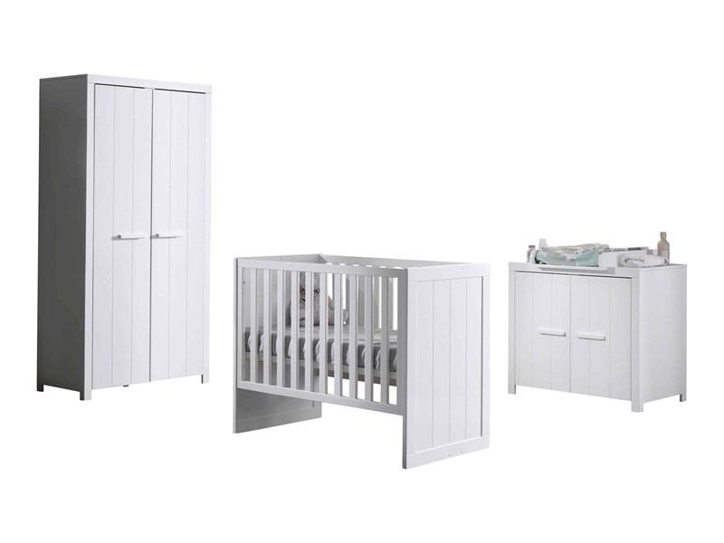 Chambres complètes-Combinaison de chambre d'enfant Erik blanc-Vipack-mailleux-0