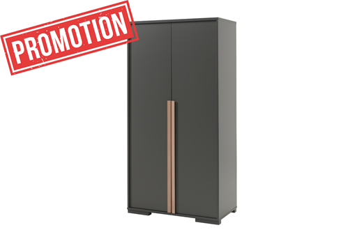 Garde-robe-LONDON ARMOIRE 2 PORTES ANTHRACITE-Vipack-mailleux-0