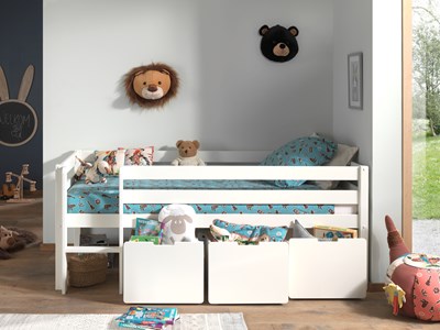 Coffre jouets-PINO  SCOTT ENSEMBLE DE 3 TIROIRS POUR LIT MI-HAUTEUR BAS BLANC-Vipack-mailleux-3