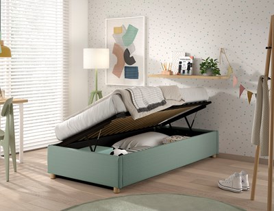 Lit enfant-MOON STORAGE CADRE DE LIT CÔTÉ LONG 90 x 200 cm BOUCLÉ VERT-Vipack-mailleux-4