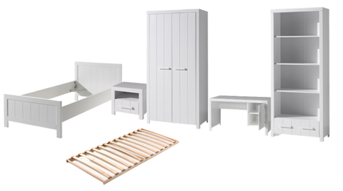 Chambres complètes-Combinaison de chambre d'enfant Erik 5-blanc de la collection erik-Vipack-mail-0