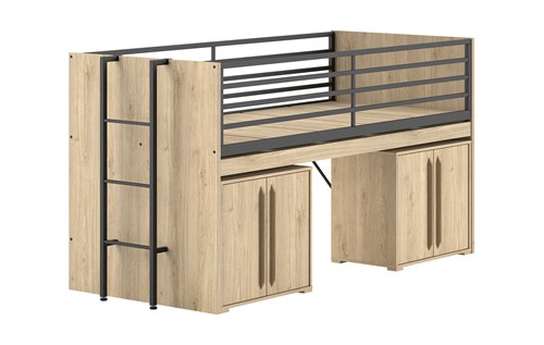 Chambres complètes-Combinaison de chambre d'enfant Sam finition chêne-Vipack-mailleux-0