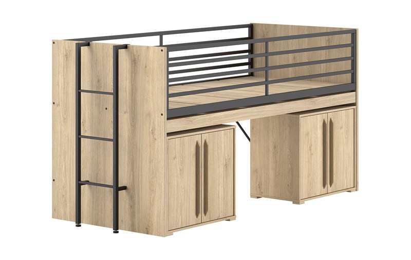 Chambres complètes-Combinaison de chambre d'enfant Sam finition chêne-Vipack-mailleux-0