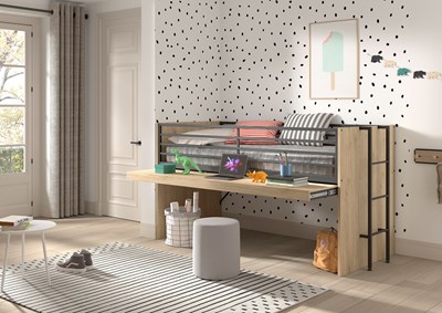 Chambres complètes-Combinaison de chambre d'enfant Sam finition chêne-Vipack-mailleux-9