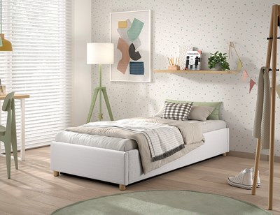Lit enfant-MOON STORAGE CADRE DE LIT CÔTÉ LONG 90 x 200 cm BOUCLÉ BLANC-Vipack-mailleux-1