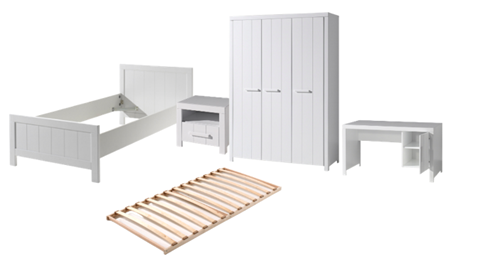 Chambres complètes-Combinaison de chambre d'enfant Erik 9-blanc de la collection erik-Vipack-mail-0