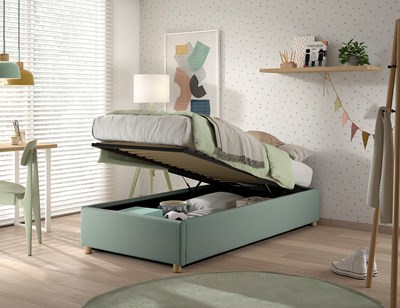 Lit enfant-MOON STORAGE CADRE DE LIT CÔTÉ COURT 90 x 200 cm BOUCLÉ VERT-Vipack-mailleux-4