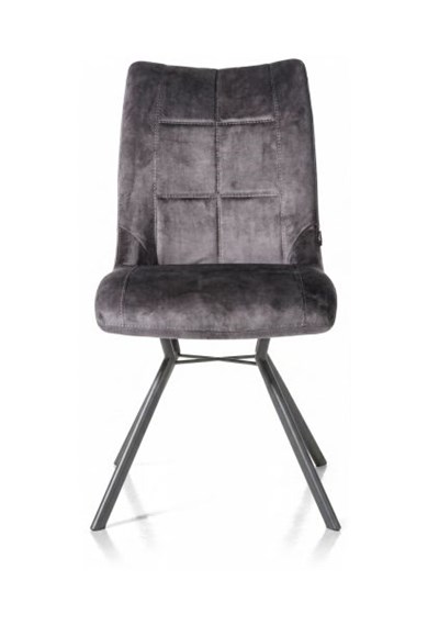 Chaise Mischa Laurent Henders & Hazel en tissu Karese anthracite avec pieds croisés métal noir