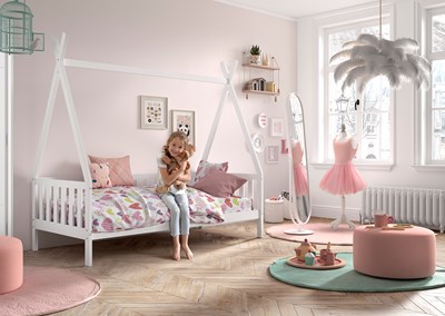 Chambres complètes-Combinaison de chambre d'enfant Tipi blanc-Vipack-mailleux-6