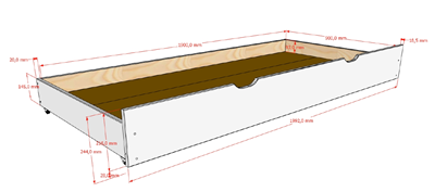 Tiroir-PRIMO LIT TIROIR 90 x 190 cm BLANC-Vipack-mailleux-2