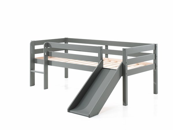 Lit mi-hauteur-PINO LIT MI-HAUTEUR BAS AVEC TOBOGGAN 90 x 200 cm GRIS-Vipack-mailleux-0