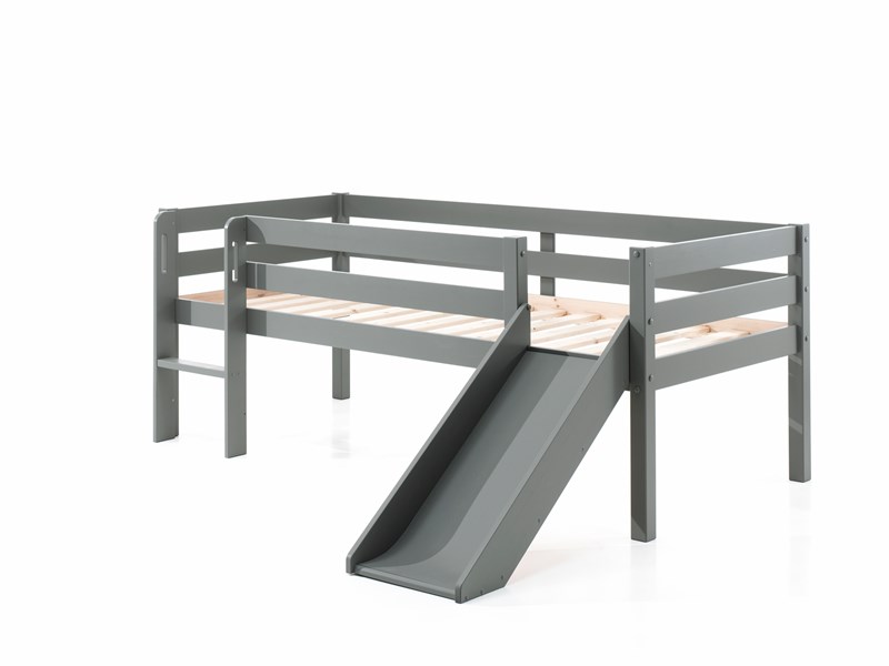 Lit mi-hauteur-PINO LIT MI-HAUTEUR BAS AVEC TOBOGGAN 90 x 200 cm GRIS-Vipack-mailleux-0