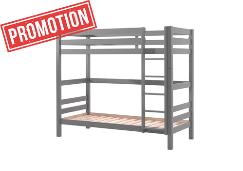 Lit superposé-PINO LIT SUPERPOSÉ (H 180cm) 90 x 200 cm GRIS-Vipack-mailleux-0