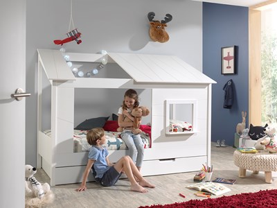 Chambres complètes-Combinaison de chambre d'enfant Housebed 4-Vipack-mailleux-6