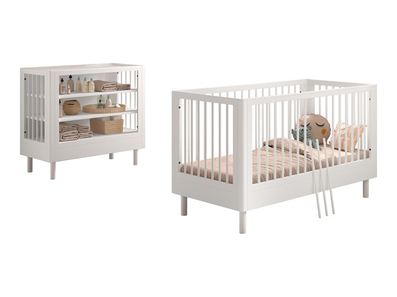 Chambres complètes-Combinaison de chambre d'enfant Forrest Beech 1-hêtre laqué blanc-Vipack-maill-0